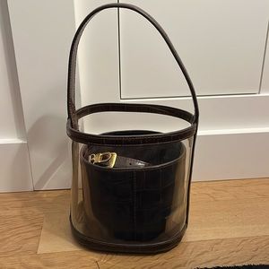 COPY - Staud Brown Croc Clear Bucket Bag